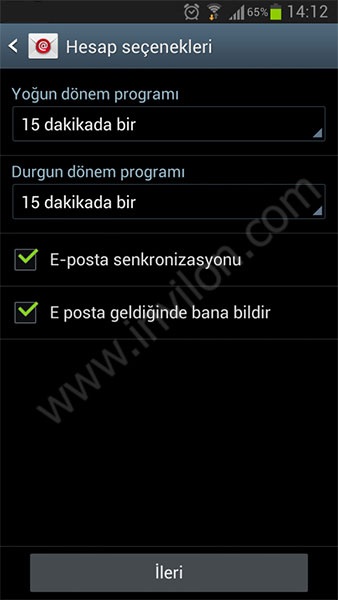 android mail kurulumu