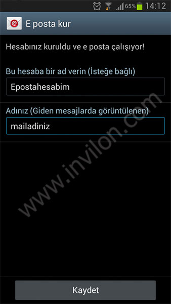 android mail kurulumu