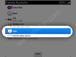blackberry mail kurulumu