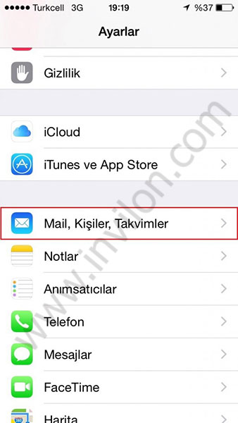 iphone mail kurulumu