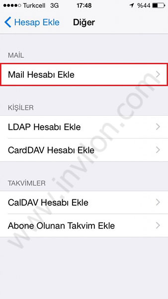 iphone mail kurulumu