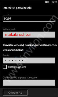 windows phone mail kurulumu